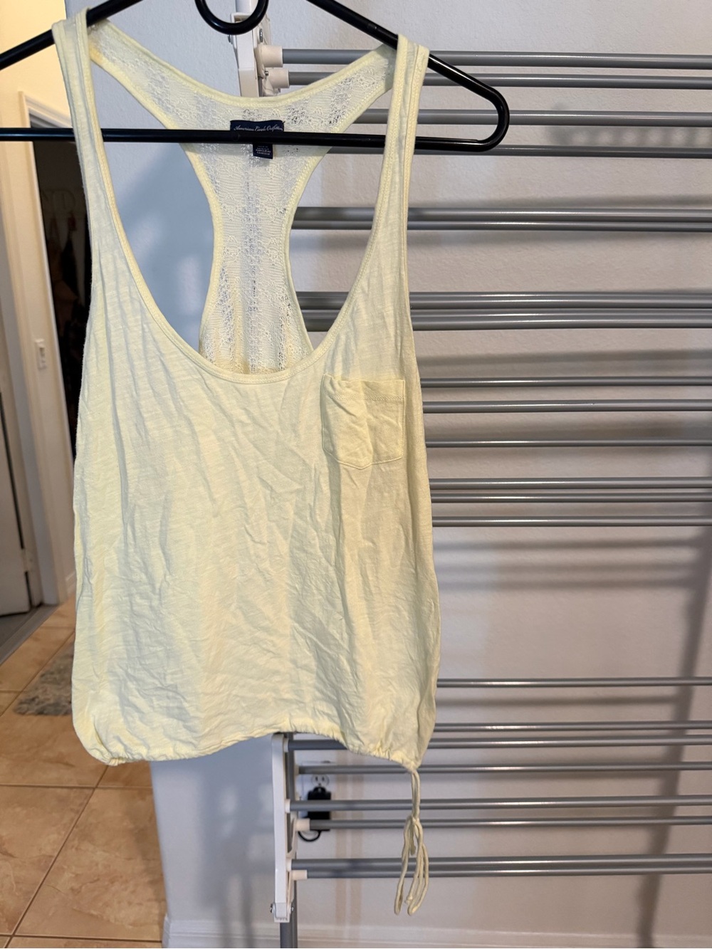 American Eagle Outfitters Light Yellow Racerback Tank with Drawstring